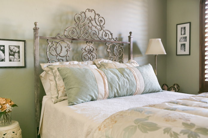 wrought iron bed with patina in the interior