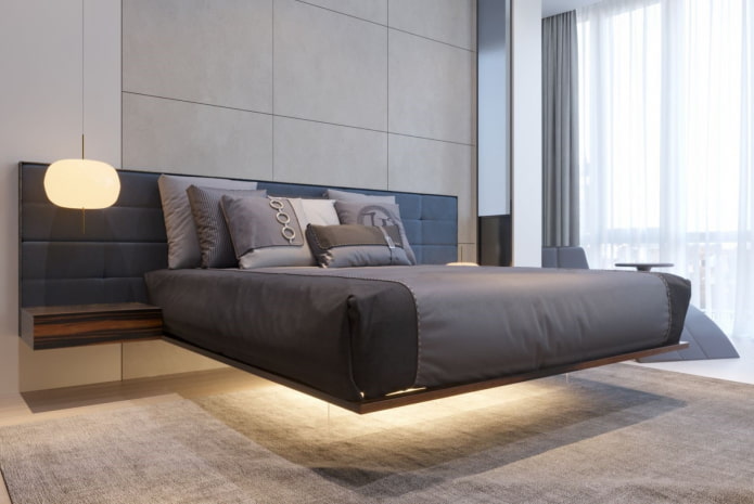 nowoczesne łóżko z miękkim oparciem