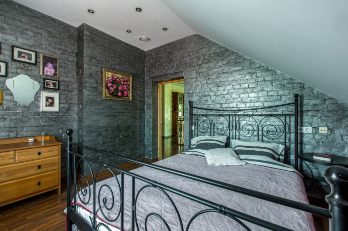 double wrought iron bed in the interior