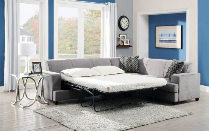hjørne sammenleggbar sofa i interiøret