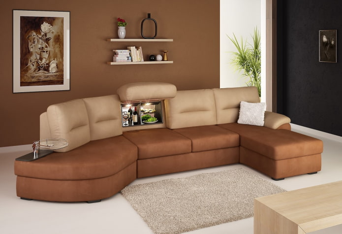 sammenleggbar sofa med en bar i interiøret
