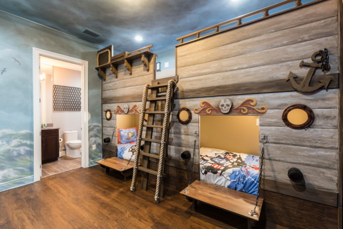 ספינת מיטות קומתיות בחדר הילדים