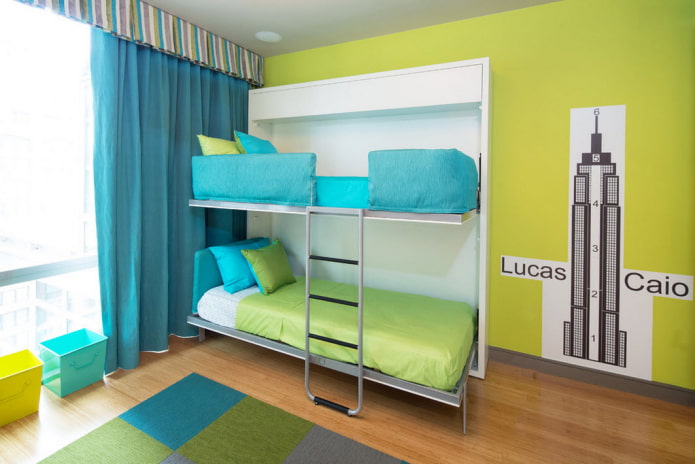 transformácia poschodovej postele v detskej izbe
