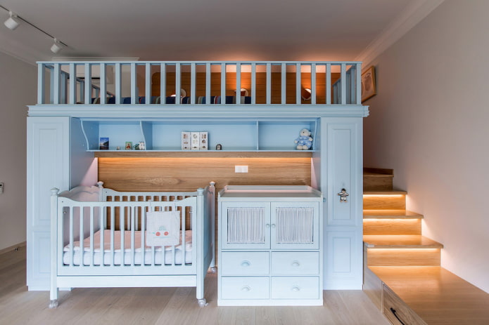 mô hình giường tầng trong nhà trẻ cho trẻ em ở các độ tuổi khác nhau