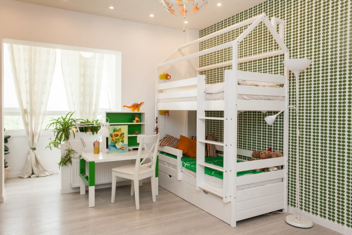 bed in the form of a house in the nursery