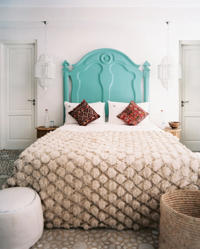 Tête de lit turquoise