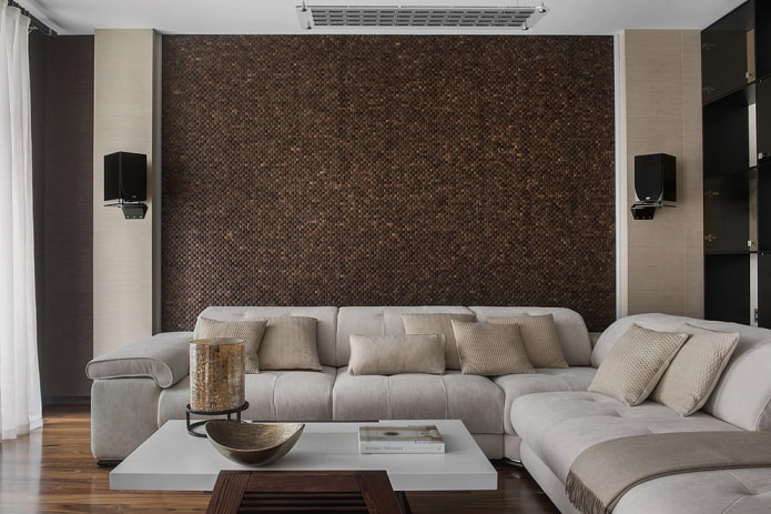 mozaikové dlaždice v interiéru obývacího pokoje