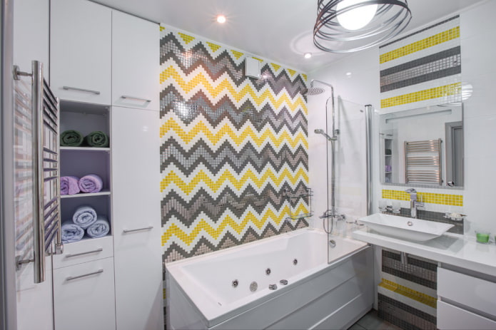 mosaiikki geometriset muodot kylpyhuoneen sisustukseen