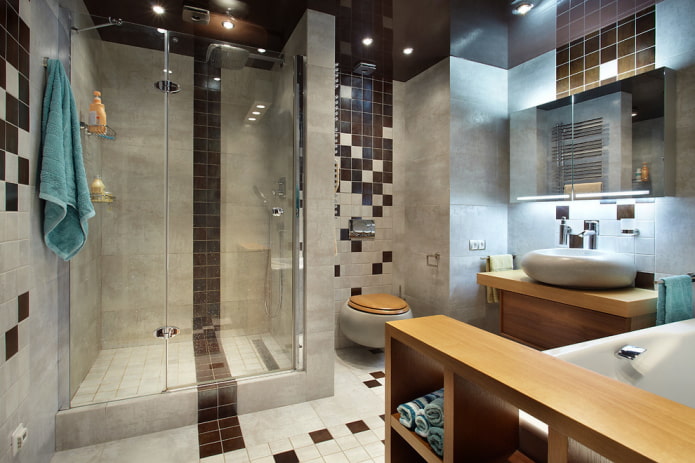 dlážděná sprchová vanička v interiéru