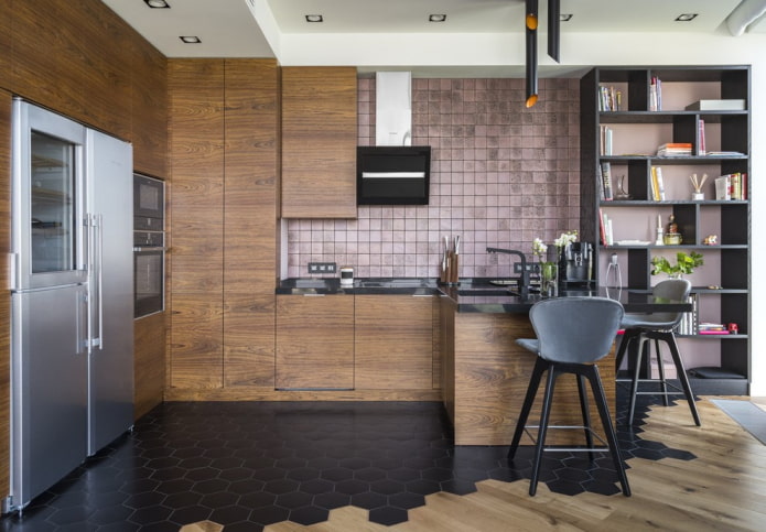 gulvfliser på kjøkkenet i en moderne stil