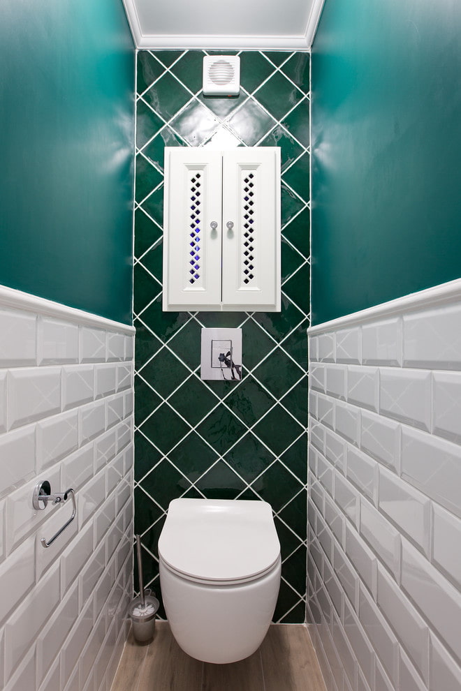 tiled layout in the interior of the toilet