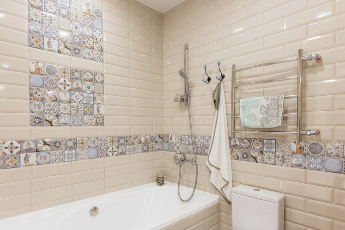 tiled layout in the interior of the bathroom