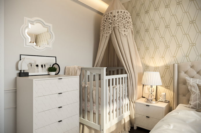 crib in the bedroom interior
