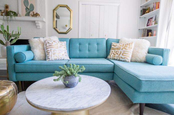 sofa màu xanh trong nội thất