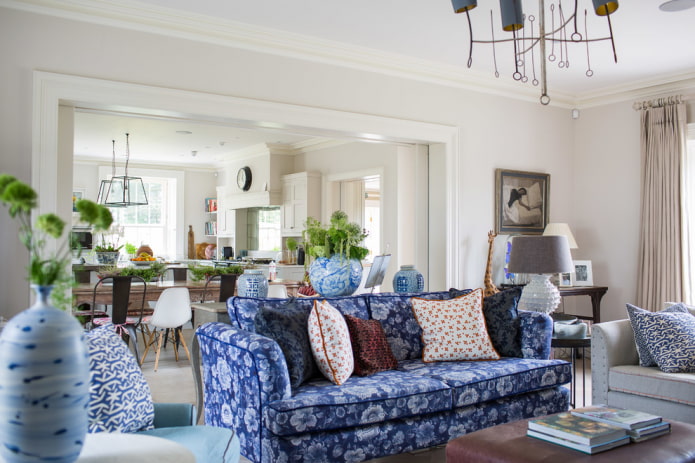 sofá tapizado azul
