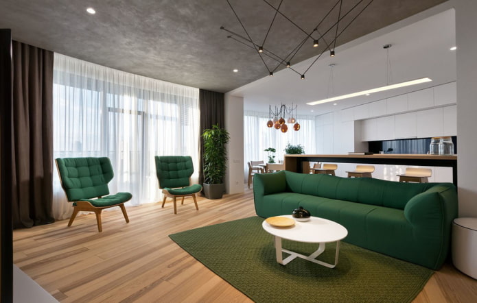 moderni žalia sofa