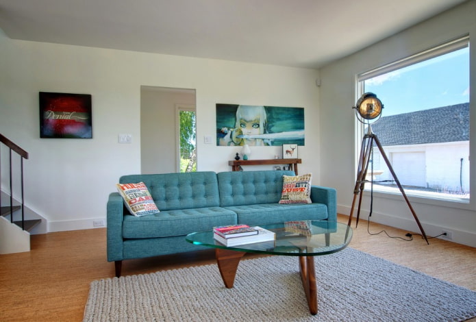 canapé turquoise dans un style moderne