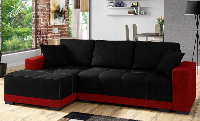 sofa màu đen và đỏ