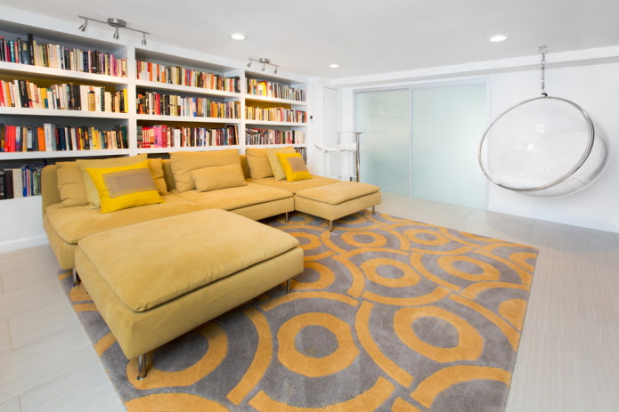 mô hình sofa với hai ottoman trong nội thất