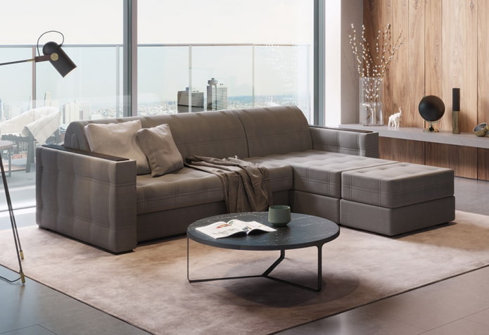 mô hình sofa với một ottoman trong nội thất