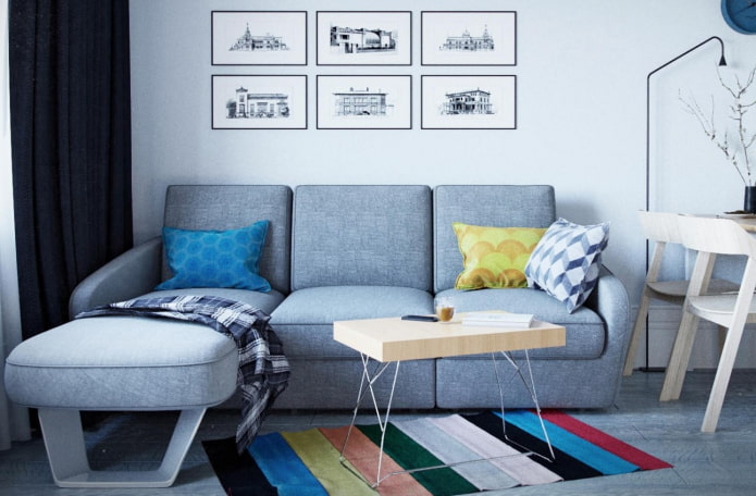 mô hình sofa với ottoman có thể thu vào trong nội thất
