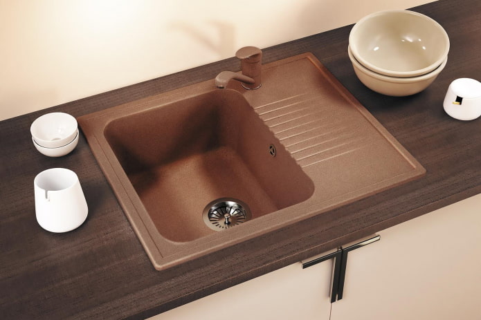 terracotta sink made of artificial stone in the interior