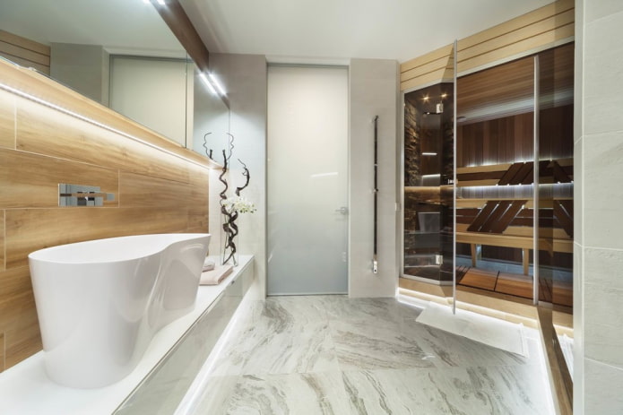 marmora flīzes vannas istabas interjerā