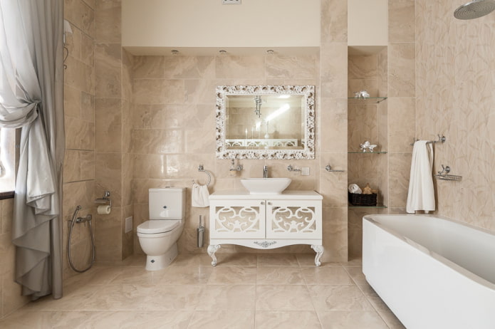 gạch trong nội thất phòng tắm theo phong cách cổ điển