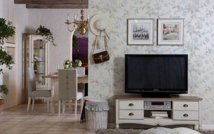 meuble tv en intérieur de style provençal