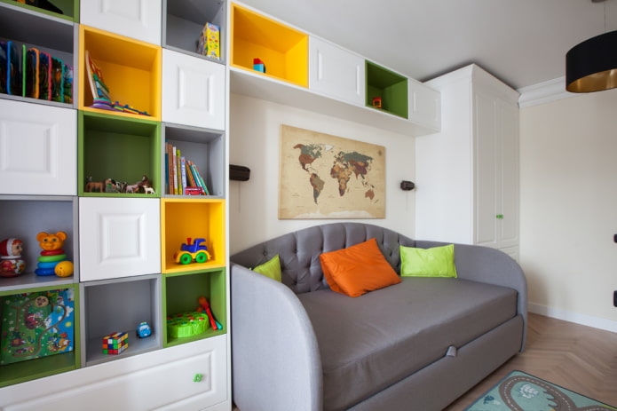 wardrobe in the interior of the nursery for the boy