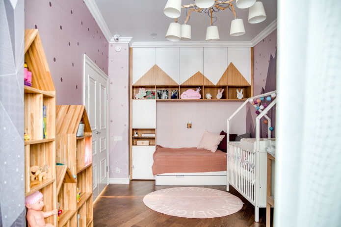 гардероб в интериора на детската стая в скандинавския стил