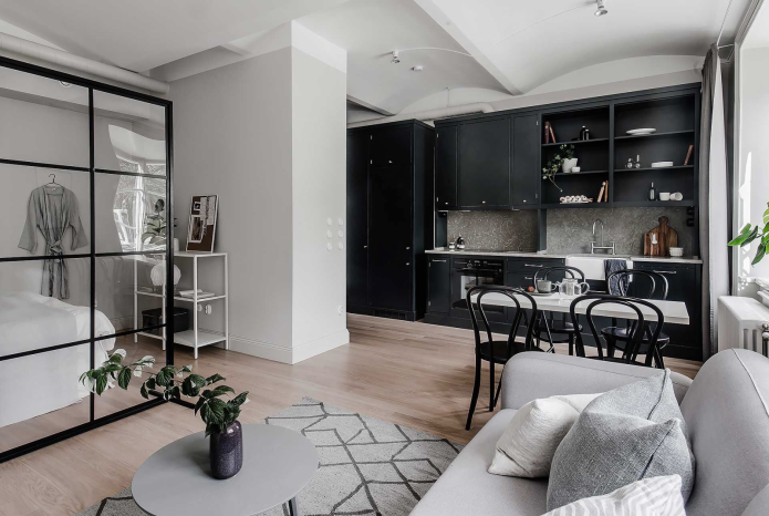 Studio Apartment Interieur im skandinavischen Stil