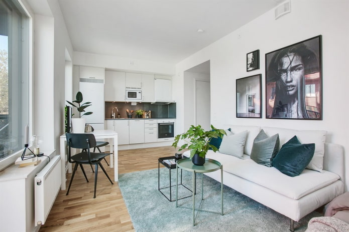 Interiør i leilighet i skandinavisk stil