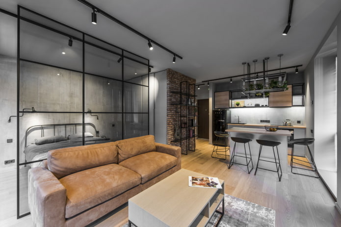 loft style studio apartment interior