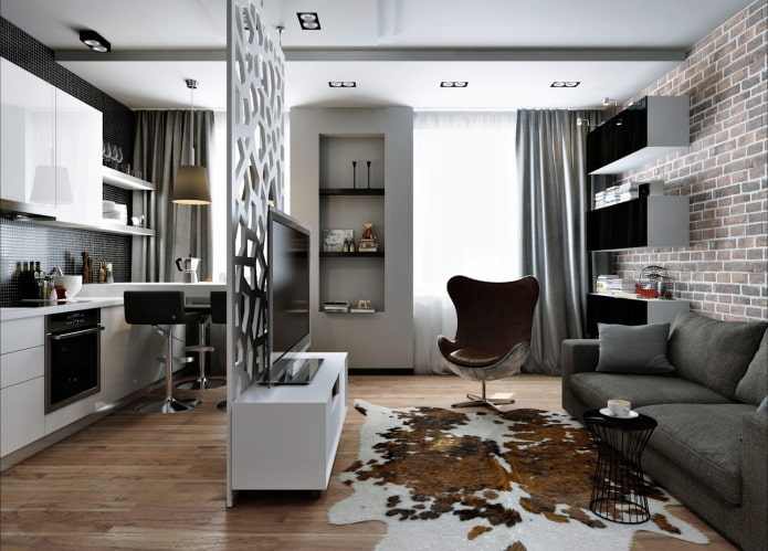 loft style studio apartment interior