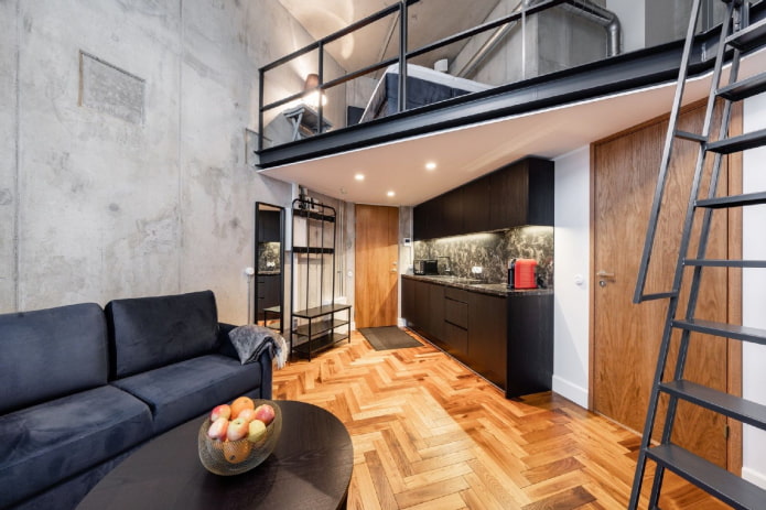 loft stílusú stúdió apartman belső