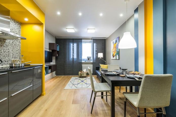 studijas tipa dzīvokļa interjera krāsu shēma