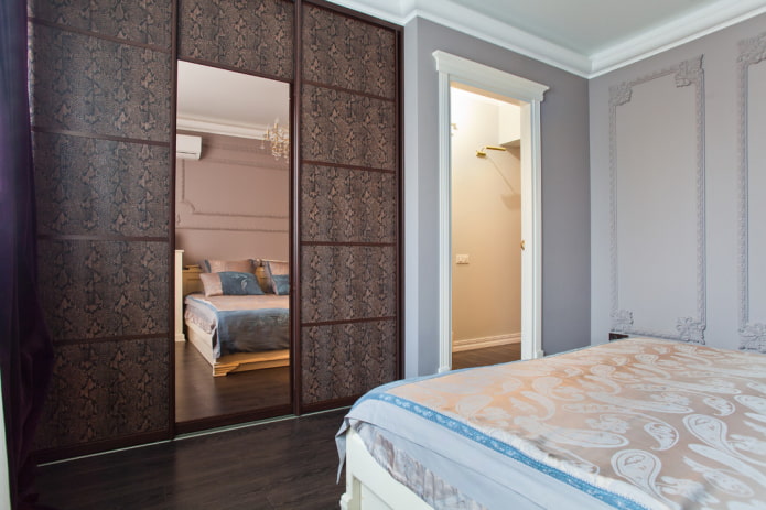 wardrobe with leather trim in the bedroom