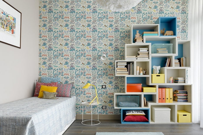 shelving in a teenager's room interior