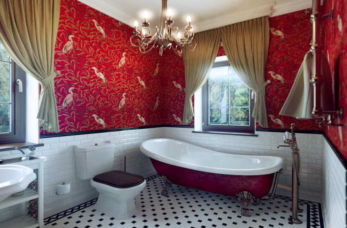 banyoda kırmızı kaplama