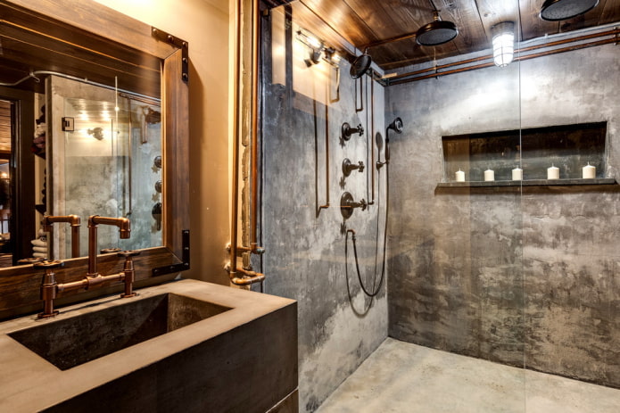 loft style shower design