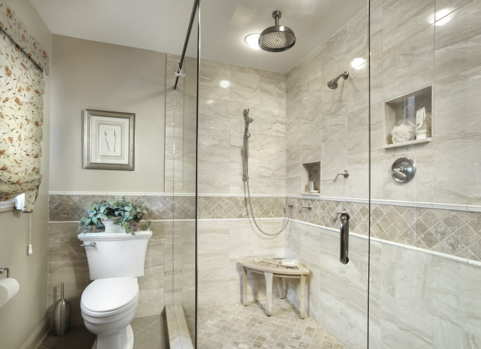 Shower area in the bathroom