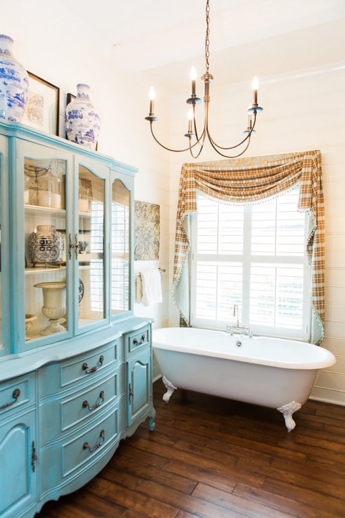 plumbing in a Provencal style bathroom interior