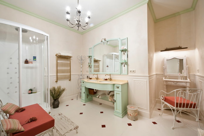 Provansas stila vannas istabas dekors