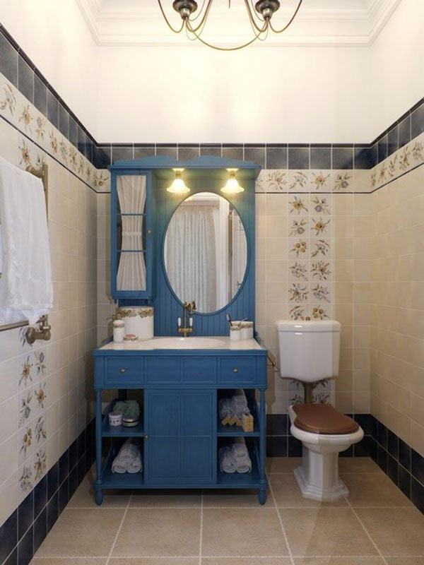 Intérieur des toilettes de style provençal