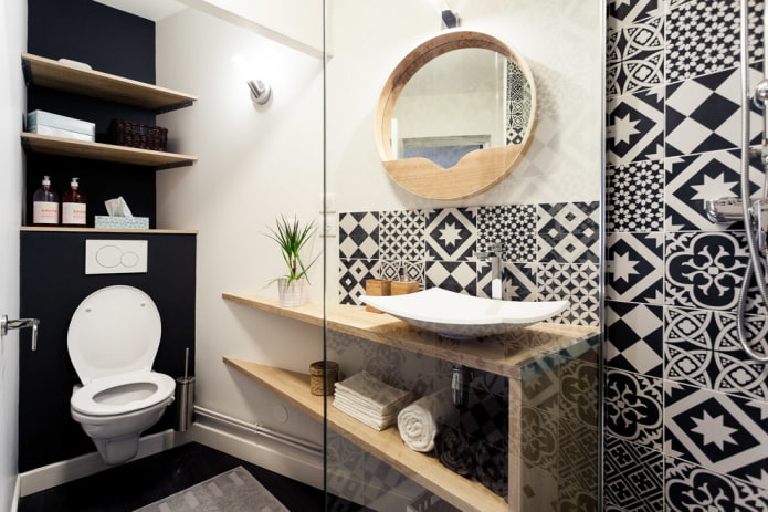 Skandinaviško stiliaus vonios kambario dizainas