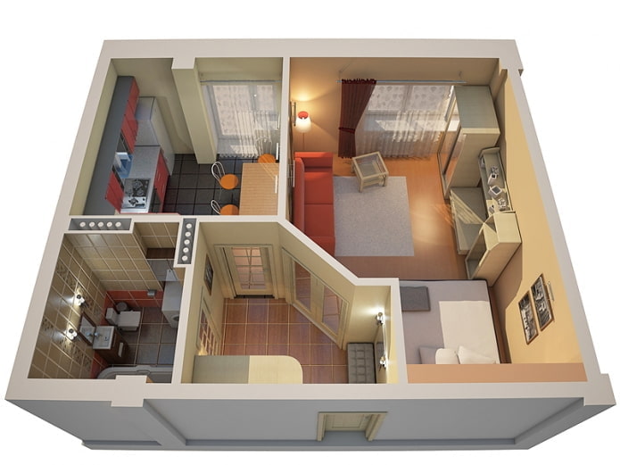la disposition de l'appartement est de 40 carrés