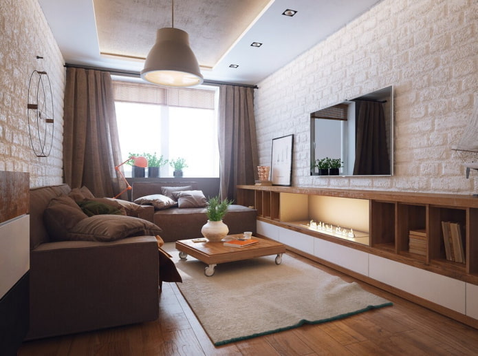 Diseño de sala de estar en el interior del apartamento 40 plazas