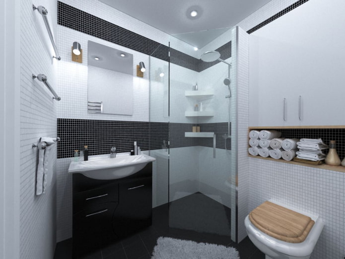 banheiro interior em um apartamento de 50 quadrados