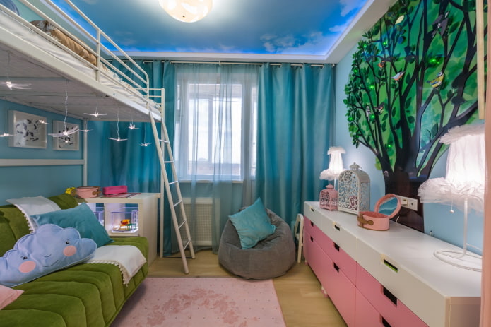 Interiér detskej izby v byte je 50 štvorcov